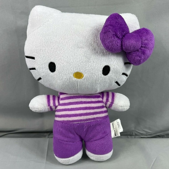 Hello Kitty Fiesta Toy 12" Plush Purple Bow Stripes - Picture 1 of 6